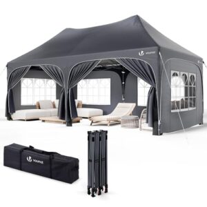 VOUNOT 3mx6m Pop Up Gazebo with 6 Removable Sidewalls & 6 Weight Bags