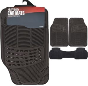 Xtremeauto Rubber Car Mats Universal Fit - 3PC Rubber Car Floor Mats (Front & Rear) Rubber Car Mat Heavy Duty Thick Rubber For Cars