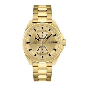 HUGO Analogue Multifunction Quartz Watch for Men with Gold Colored Stainless Steel Bracelet - 1530243