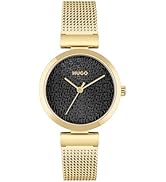 HUGO Analogue Multifunction Quartz Watch for Women with Carnation Gold Colored Stainless Steel Br...
