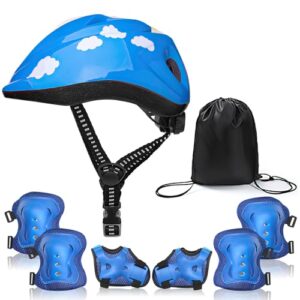 Aolawco Upgraded Kids Bike Helmet and Pads Set for Boys Girls
