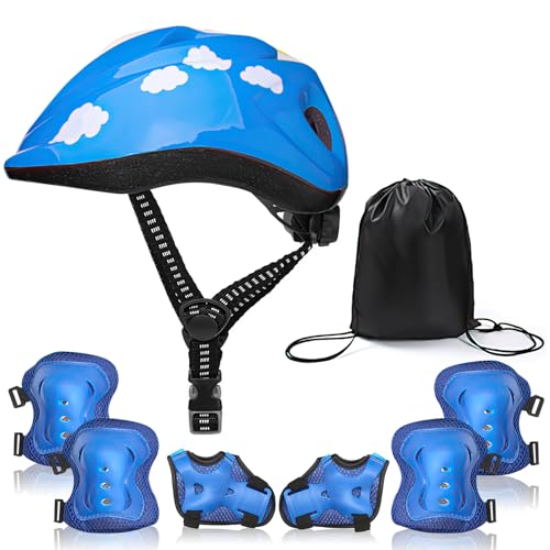 Aolawco Upgraded Kids Bike Helmet and Pads Set for Boys Girls