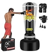 NZQXJXZ Kids Punching Bag- 66IN Inflatable Boxing Bag with Boxing Gloves for Practicing MMA Karat...