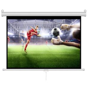 INMOZATA Pull Down Projector Screen 72 inch/159x89cm Wall & Ceiling Mounted HD Projection Screen with 16:9 Ratio Matte White Screen for Home School Cinema Theater Outdoor Indoor Public Display-White