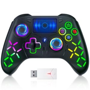 TURPOW Wireless Controller for PS-5 Gamepad Remote Control with Dual Motor Vibration/6-Axis Sensor/Turbo/3.5mm Audio Jack/Touch Pad for Ps-3/Ps-4/Ps-5/Pro/Slim/S-witch/Pc(RGB) Black