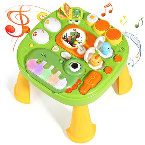 Activity Table for 1 Year Old Musical Toys for 1 Year Old Boys Sensory Toys for Baby with Sound Light Early Education Game Table Storytelling Mini Piano Drum Keys Baby Toys Gift for 1 2 Year Old