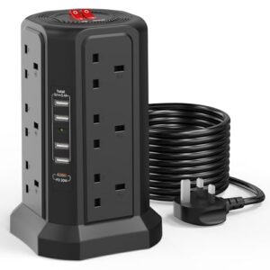 Tower Extension Lead with USB Slots 5M and 20W USB C Fast Charger