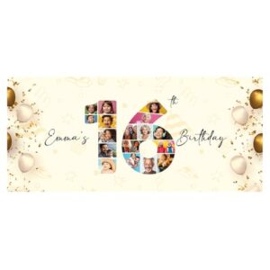 1x3FT Personalised Happy Birthday Banner Custom Photo Milestone Birthday Party Banners For All Ages 16th