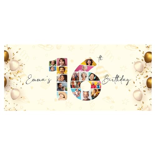 1x3FT Personalised Happy Birthday Banner Custom Photo Milestone Birthday Party Banners For All Ages 16th