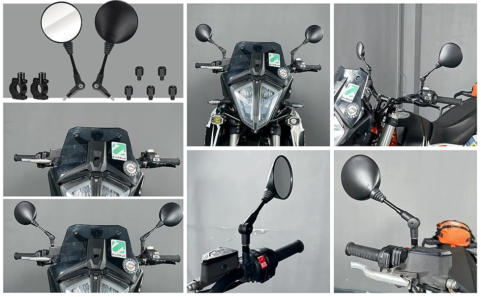 Motorbike Rearview Mirror for Street Bike Sport Bike Scooter Cruiser ATV Moto