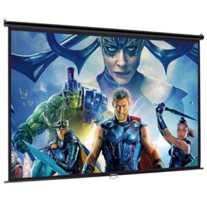 INMOZATA Pull Down Projector Screen 72 inch/159x89cm Wall & Ceiling Mounted HD Projection Screen with 16:9 Ratio Matte White Screen for Home School Cinema Theater Outdoor Indoor Public Display-Black