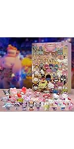 Christmas Advent Calendar 2024,Cute Cartoon Christmas Countdown Calendar 24PCS Cute Character Ani...