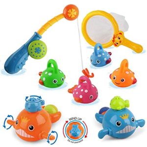 Bath Toys Fishing Games Swimming Bath Time Bathtub Toy for Toddlers Baby Kids Infant Fish Set Age 18months and Up for Girls Boys