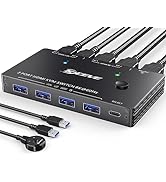 KVM Switch 2 Monitors 3 Computers 4K@60Hz 2K@144Hz, ๐๐๐๐ ๐ฌ๐ข๐ฆ๐ฎ๐ฅ๐๐ญ๐ข๐จ๐ง, MLEEDA Dual Mo...