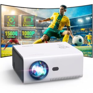 YUZINO Mini Projector【Electric Focus/Keystone/Zoom】15000L Full HD 1080P Portable Projector with WiFi and Bluetooth