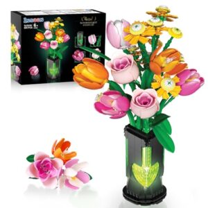 INSOON Flowers Bouquet Building Set with Vase & Light