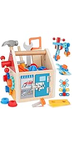 Kids Tool Set Wooden Toys Toddler Toys Kids Tool Bench Toys for 2 Year Old Boy Girls Montessori T...