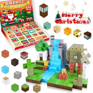 Magnet Building Blocks Cube Game 100PCS Magnetic Blocks Christmas Advent Calendar 2024