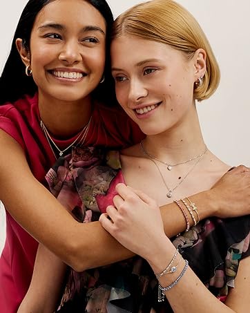 Ted Baker Molli Monogram Crystal Pendant Necklace for Women (Gold/Fuchsia Multi Crystal)