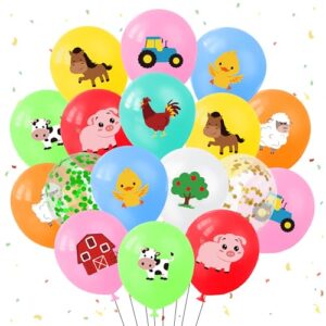 Farm Animal Birthday Party Balloons - 46pcs Farm Themed Decorations with Cow