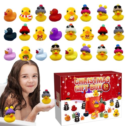 Rubber Duck 2024 | 24 Days Rubber Duck Bath Toys Christmas Countdown Calendar | Cute Collectible Ducks 2024 Christmas Novelty G-ifts
