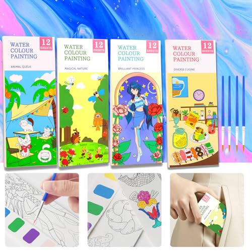 4 Pack Mini Watercolour Paint Pad Set Paper