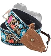 Embroidered Camera Strap - Double Layer top-grain Cowhide Ends,2