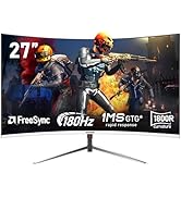 Gawfolk 27 Inch PC computer screen,1800R Curved Gaming 180Hz Monitor, FHD 1080p 1ms without Bezel...
