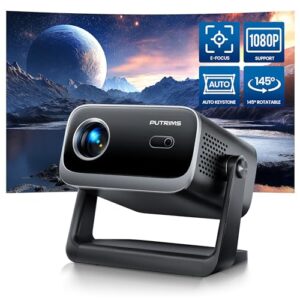 Mini Projector【Electric Focus & Auto Keystone】WiFi Bluetooth 145°Rotatable Portable Projector 1080P Full HD Supported