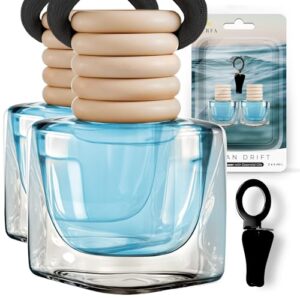 Car Air Fresheners - Ocean Drift | Pack of 2 Long Lasting Car Scents Air Freshener | Odour Eliminator Car Scent with Essential Oils | Car Diffuser Air Freshener Scent Booster with Vent Clip by Perfa