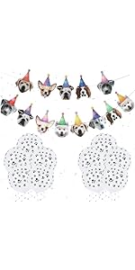 Dog Birthday Decorations Banner Balloons - Dog Faces Banners Decoration Set With Dog Portrait Ban...