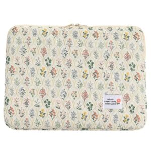 CHAMAIR Puffy Laptop Sleeve 11 Inch Floral Laptop Bag for Women Quilted Carrying Laptop Case Aesthetic Macbook Sleeve Compatible for Notebook Cover 11'' (Green Flower 11in)