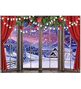AIIKES 7x5FT Christmas Backdrop Christmas Window Snow Backdrop Winter Christmas Photography Backd...