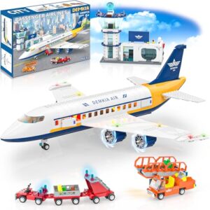 Demkia Large City Passenger Airplane Building Set with LED Light