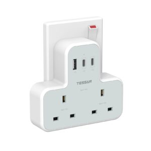 Plug Extension Socket with 2 USB C and USB A