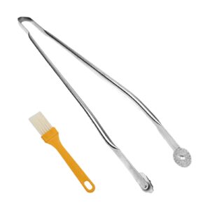 BBQ Barbecue Tongs Stainless Steel Reversible Tongs - BBQ Kitchen Tongs - BBQ Sausages Reversible Tongs Portable Kitchen Cooking Tongs for Bacon Steak Meat BBQ Sausages Reversible Tongs for Cooking