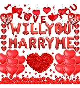Will You Marry Me Decorations - Gold I Love You Themed Party Supplies Includes Banner Garland Han...