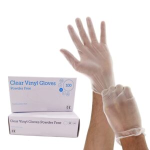1ABOVE 100 Clear Vinyl Disposable Gloves | Latex | Powder Free | Use For Food
