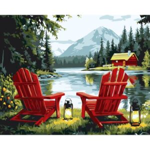 MXJSUA Lake Evening Scenery Paint by Numbers Kit for Adults