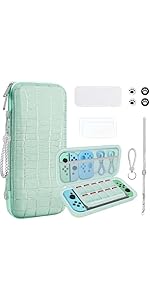 JYPS 10 in1 Carrying Case Compatible with Nintendo Switch OLED, New Crocodile Texture Hard Shell ...