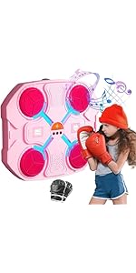 JAXICH Boxing Machine Wall Mounted for Children Kids, Pink/Black Music Boxing Machine, Music Boxi...