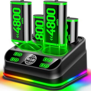 Charger for Xbox One Controller Battery Pack with 4 x 4800mWh Rechargeable Battery Packs for Xbox One/Xbox Series X|S