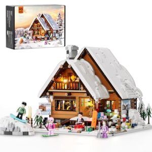 FUNWHOLE Christmas Ski-Cabin Lighting Building-Bricks-Set