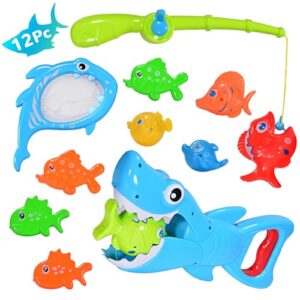 Baby Bath Toys Fishing Game Shark Pool Toys for Kids Toddlers 1 2 3+ Year Olds Boys Girls Bathtub Water Toy Grabber Bath Time Set No Mold for Ages 3 4 5 6 7 8 Birthday Gifts