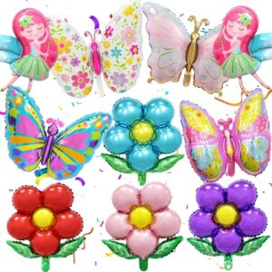 Butterfly Birthday Party Decorations for Girls - 10 Piece Fairy Balloons Decoration Set Gradient Butterfly Flowers Foil Balloon for Baby Shower Wedding Birthday Party Deco