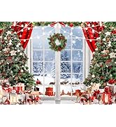 AIIKES 7x5FT Christmas Photography Backdrop Christmas Tree Snowflake Gift Wood Backdrop Christmas...