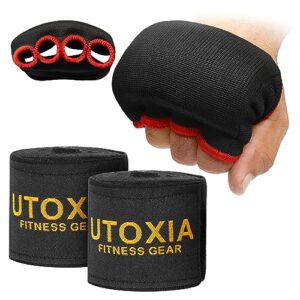 UTOXIA Boxing Knuckle Guards Gel Padded and 4.5 Meter Elasticated Hand Wraps are Included/Boxing Muay Martial Arts Strength Training Workout boxing hand wraps mens (3 IN ONE Ultimate Protection)