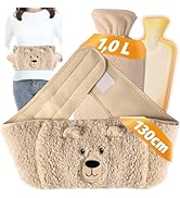 Omevett Hot Water Bottle Belt 3in1, 1L Hot Water Bottles Natural Rubber with 128cm Adjustable Bel...