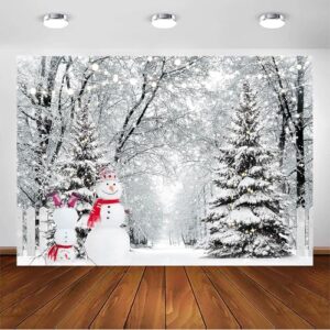 Avezano Winter Snowy Forest Backdrop Christmas Winter Wonderland Snowman Xmas Party Decorations Photo Backdrops Winter Landscape Natural Scenery Photography Background (7x5ft)