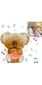 Breathing Teddy Breathing Otter Sleep Buddy Anxiety Relief Koala Bear Portable Plush Toy with Mus...